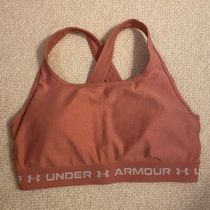 Pink large under armor sports bra